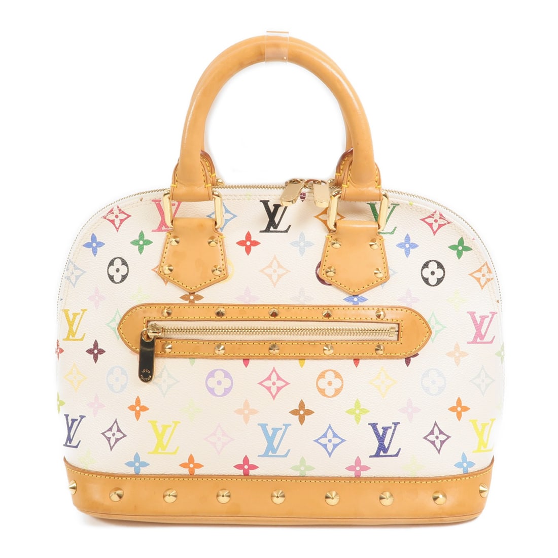 Louis Vuitton Alma PM White PVC Coated Canvas Handbag M92647 Gold Hardware (1 of 17)