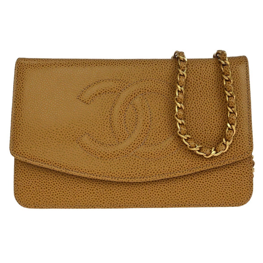 Chanel Beige Caviar Leather Timeless WOC Wallet on Chain (1 of 7)