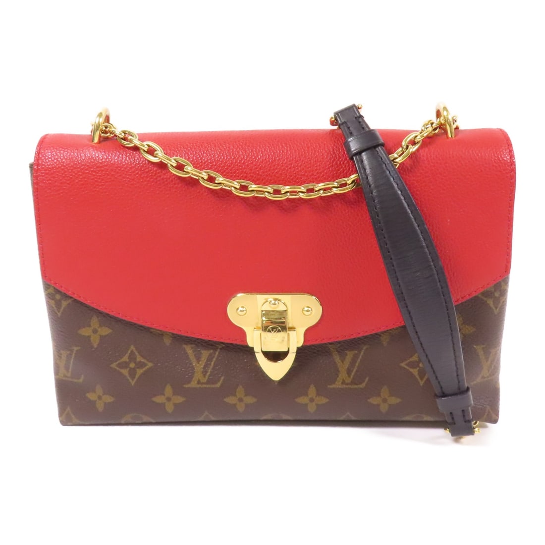 Louis Vuitton Saint Placide Shoulder Bag Monogram Brown Red GHW: Louis Vuitton Saint Placide Shoulder Bag Monogram Brown Red GHW This stylish Louis Vuitton Saint Placide Shoulder Bag (M43713) features a chic design crafted from high-quality PVC coated canvas in a c