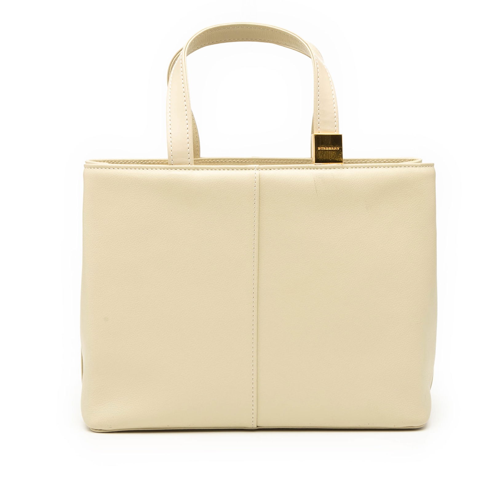 Brown Leather Tote from Burberry with Interior Zip Compartments: Brown Leather Tote from Burberry with Interior Zip Compartments This Burberry handbag showcases a brown leather body with flat leather handles and an open top design. The interior features a zip compa