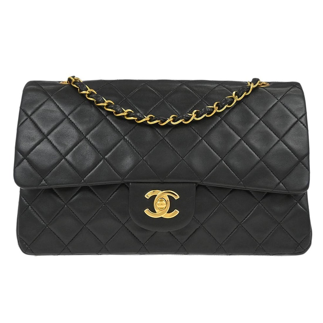 Medium Classic Double Flap Shoulder Bag in Black Lambskin by Chanel (1 of 10)