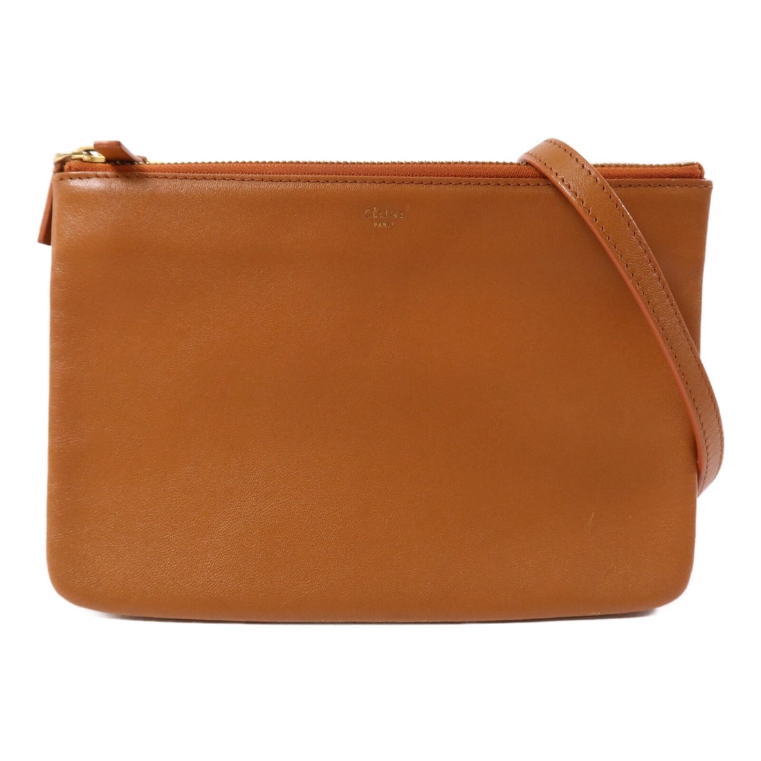 Brown Lambskin Trio Shoulder Bag by CELINE with Gold Tone Hardware (1 of 14)