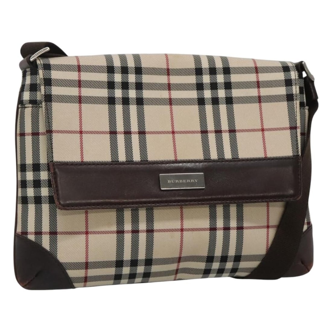 Burberry Canvas Nova Check Shoulder Bag Beige 29cm by 19cm by 19cm (1 of 18)