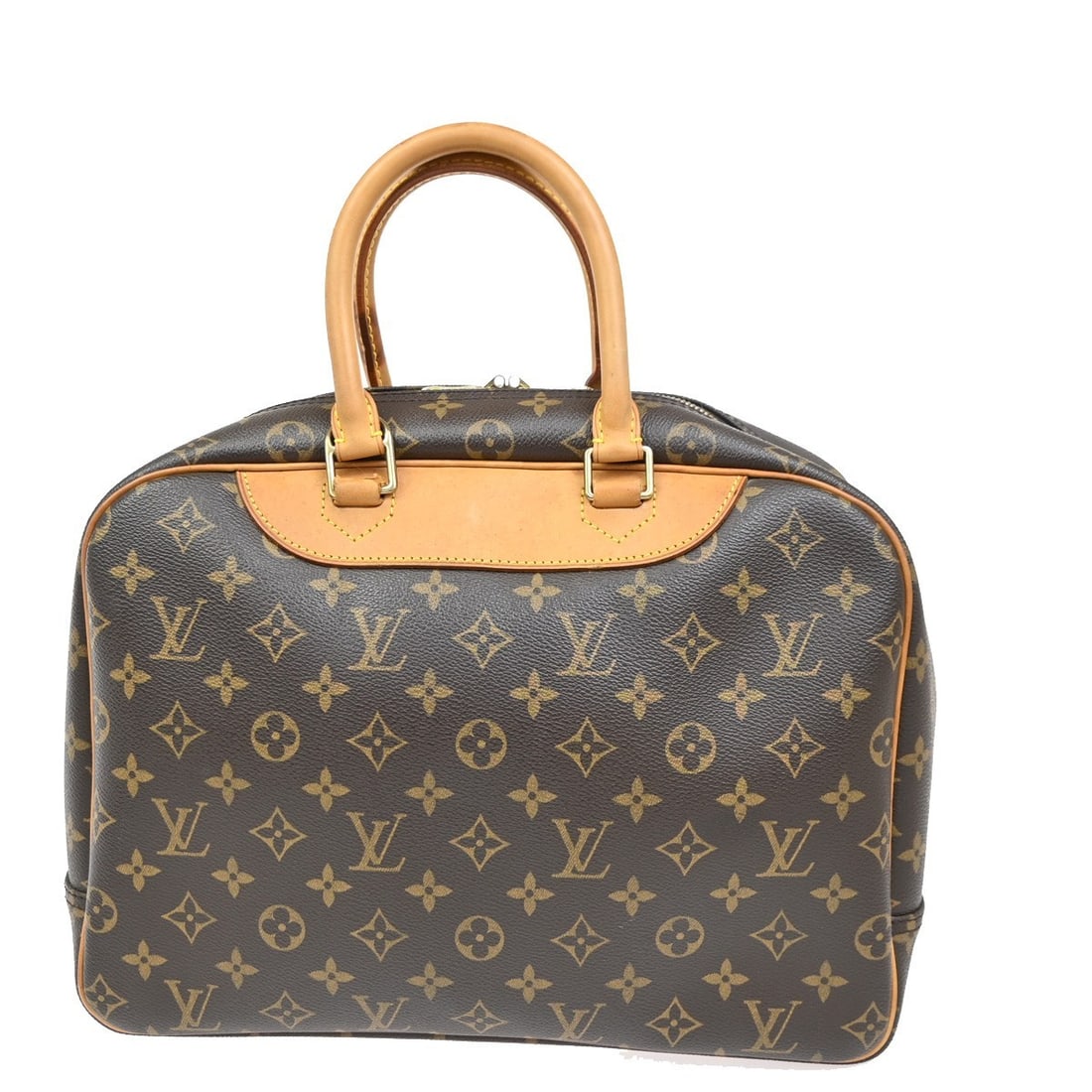 Louis Vuitton Monogram Canvas Deauville Tote Bag 35cm by 26cm by 13cm: Louis Vuitton Monogram Canvas Deauville Tote Bag 35cm by 26cm by 13cm This Louis Vuitton Deauville Handbag is crafted from monogram canvas in a brown color, designed for female use. It features a stru