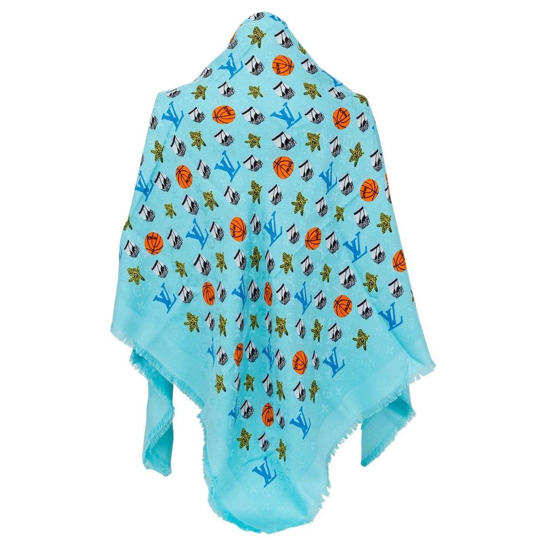 Louis Vuitton Limited Edition Turquoise Silk Wool Shawl: Louis Vuitton Limited Edition Turquoise Silk Wool Shawl Experience luxury with this limited edition oversized shawl from Louis Vuitton, crafted from a blend of silk and wool. The stunning turquoise co