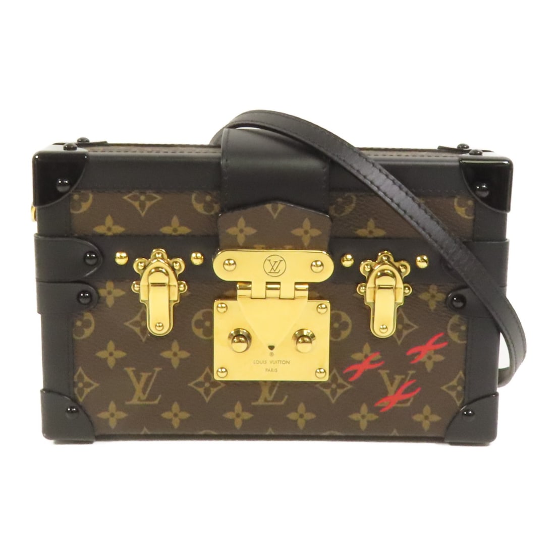 Louis Vuitton Petite Malle Monogram Canvas Shoulder Bag Brown M44199: Louis Vuitton Petite Malle Monogram Canvas Shoulder Bag Brown M44199 This Louis Vuitton Petite Malle shoulder bag features the iconic Monogram pattern on brown PVC coated canvas. The bag is accented w