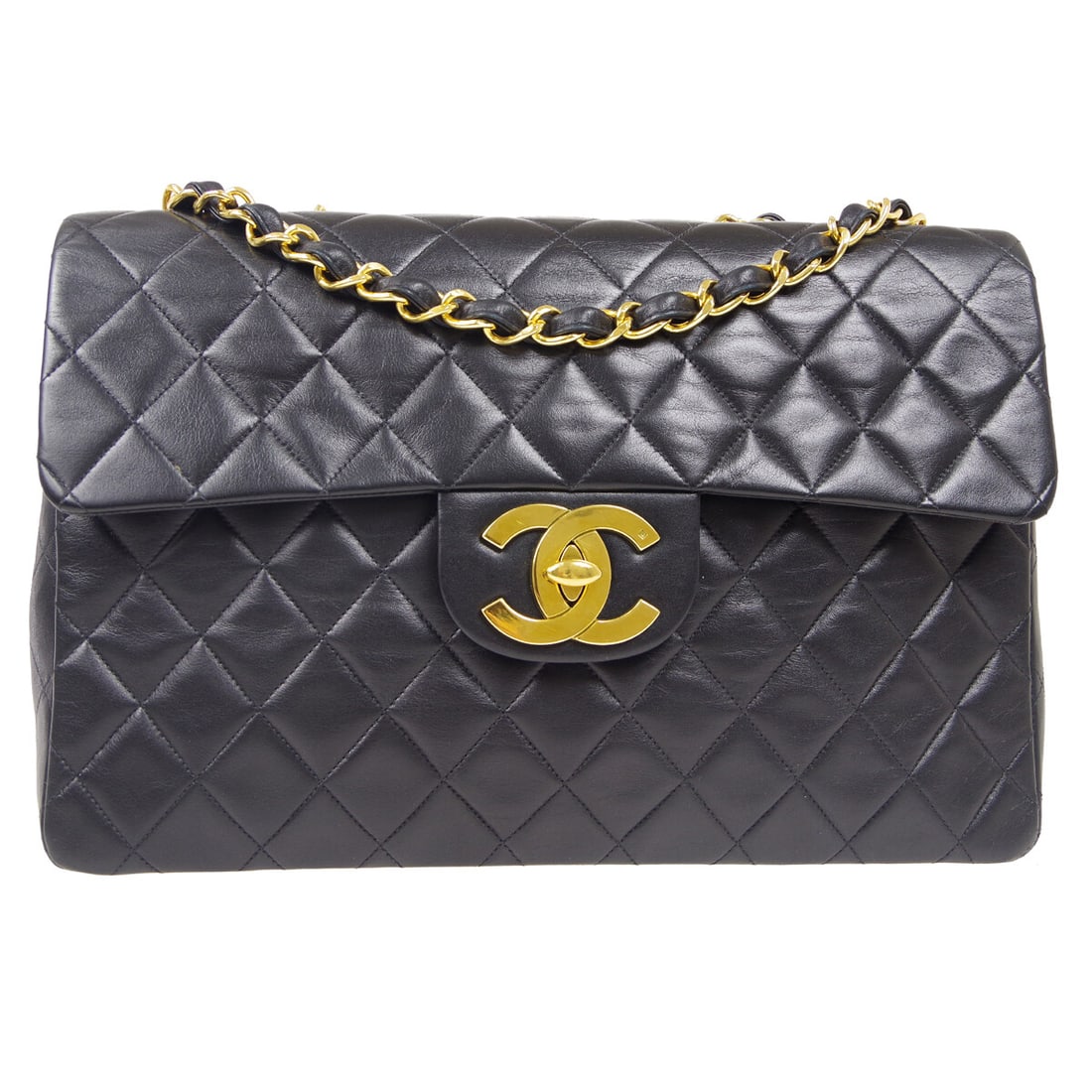 Chanel Black Lambskin Quilted Maxi Classic Flap Shoulder Bag: Chanel Black Lambskin Quilted Maxi Classic Flap Shoulder Bag Introducing the Chanel Black Lambskin Maxi Classic Flap Shoulder Bag, a luxurious accessory that combines style with functionality. This el