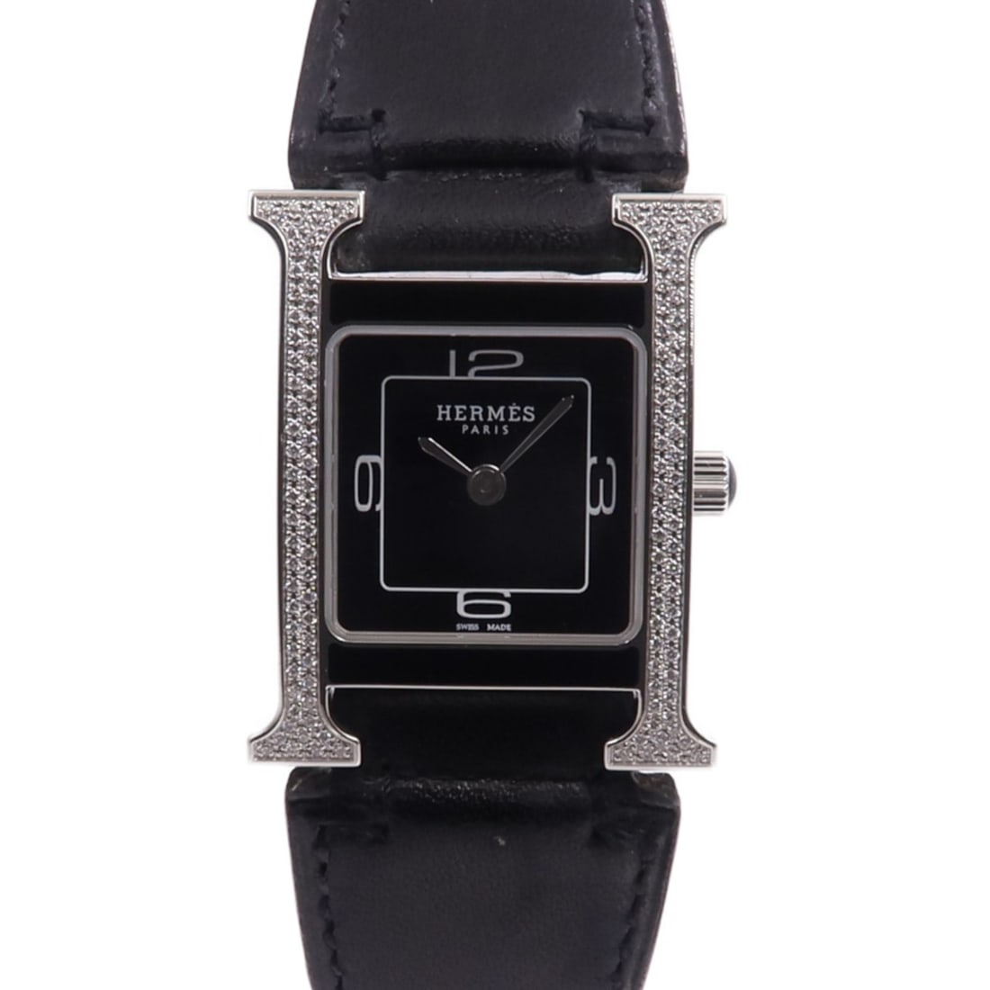 Heure H Double Joux SM HH1.231 Diamond Stainless Quartz Wristwatch by Hermes (1 of 18)