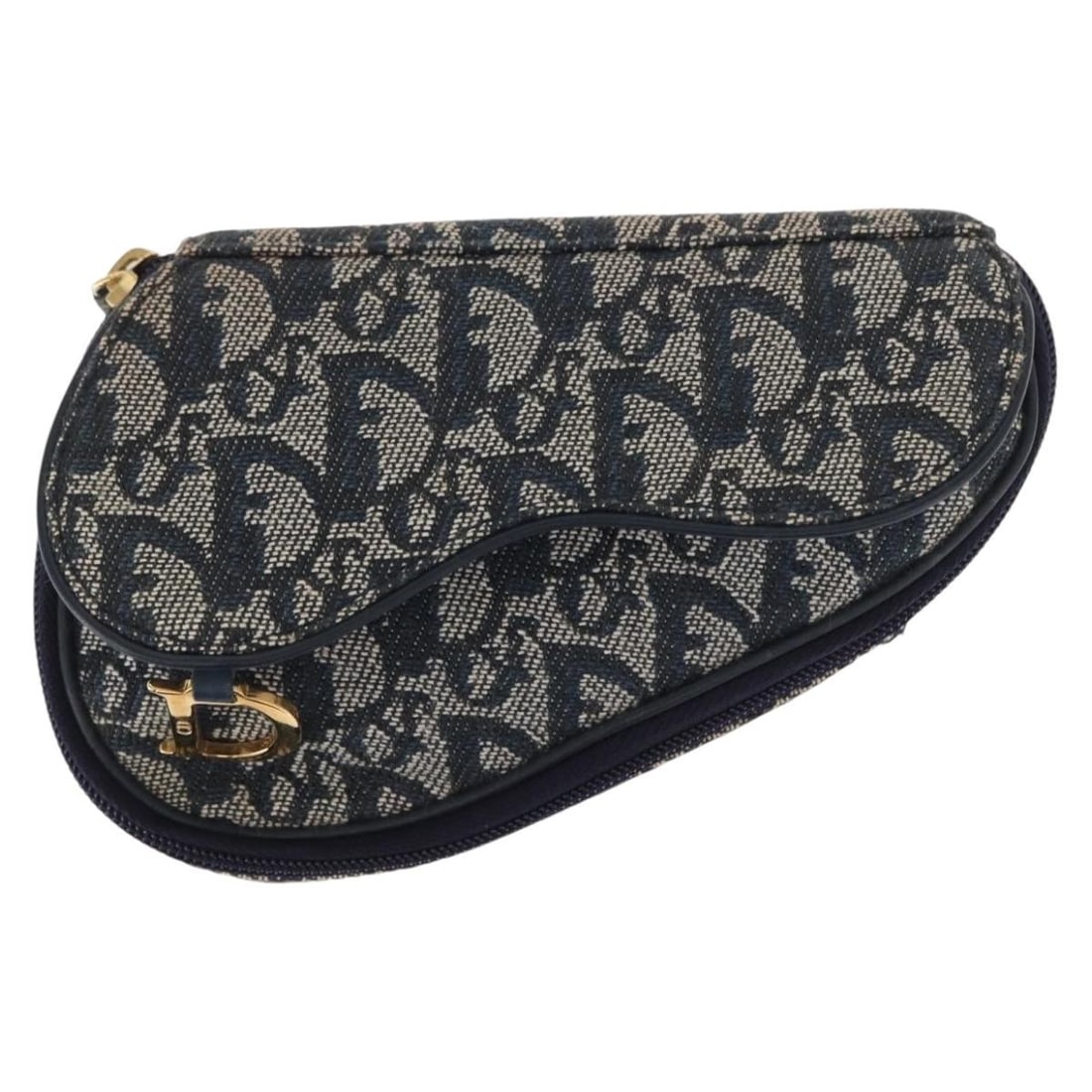 Navy Canvas Diorissimo Zip Pouch by Christian Dior 14cm x 10cm x 5cm: Navy Canvas Diorissimo Zip Pouch by Christian Dior 14cm x 10cm x 5cm This Christian Dior Saddle Zip Pouch is crafted from navy Diorissimo canvas designed for women. The pouch features a zip closure an