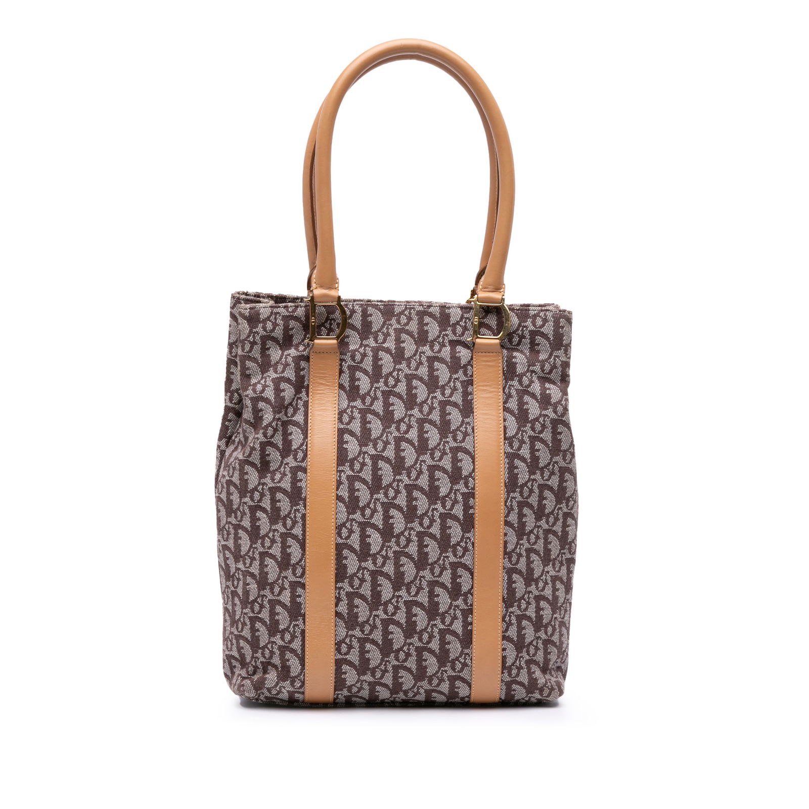 Dior Diorissimo Trotter Canvas Tote Brown Leather Trim Italy (1 of 11)