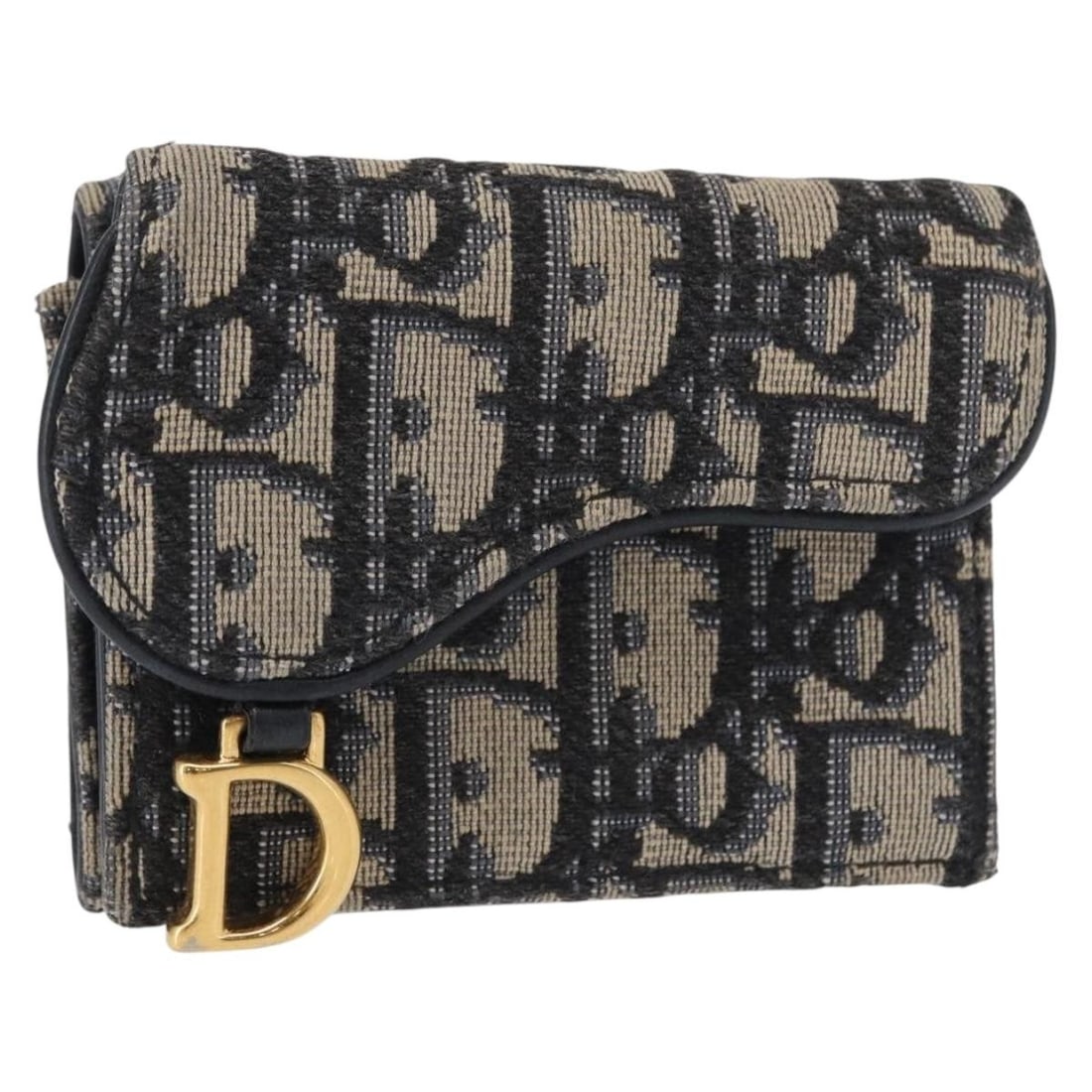 Christian Dior Navy Gold Trotter Canvas Trifold Wallet Auth 154218: Christian Dior Navy Gold Trotter Canvas Trifold Wallet Auth 154218 This elegant Christian Dior Trotter Canvas Trifold Wallet showcases a sophisticated navy and gold color scheme, expertly crafted in I