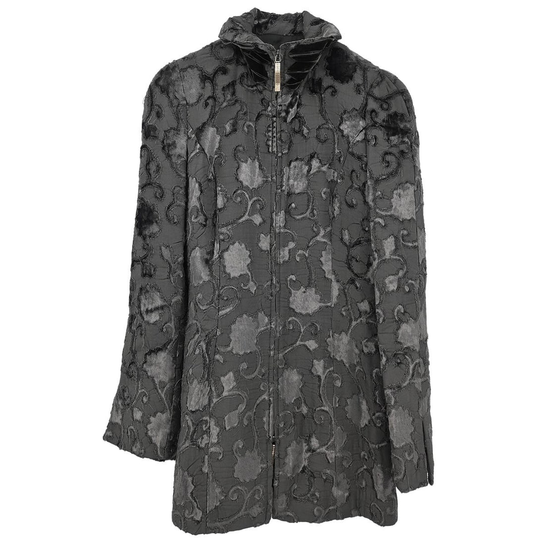 Salvatore Ferragamo Gray Zip Up Jacket Vintage Regular Fit: Salvatore Ferragamo Gray Zip Up Jacket Vintage Regular Fit Elevate your casual wardrobe with this stylish Salvatore Ferragamo Zip Up Jacket in a sophisticated gray hue. Crafted from 100% rayon, this m