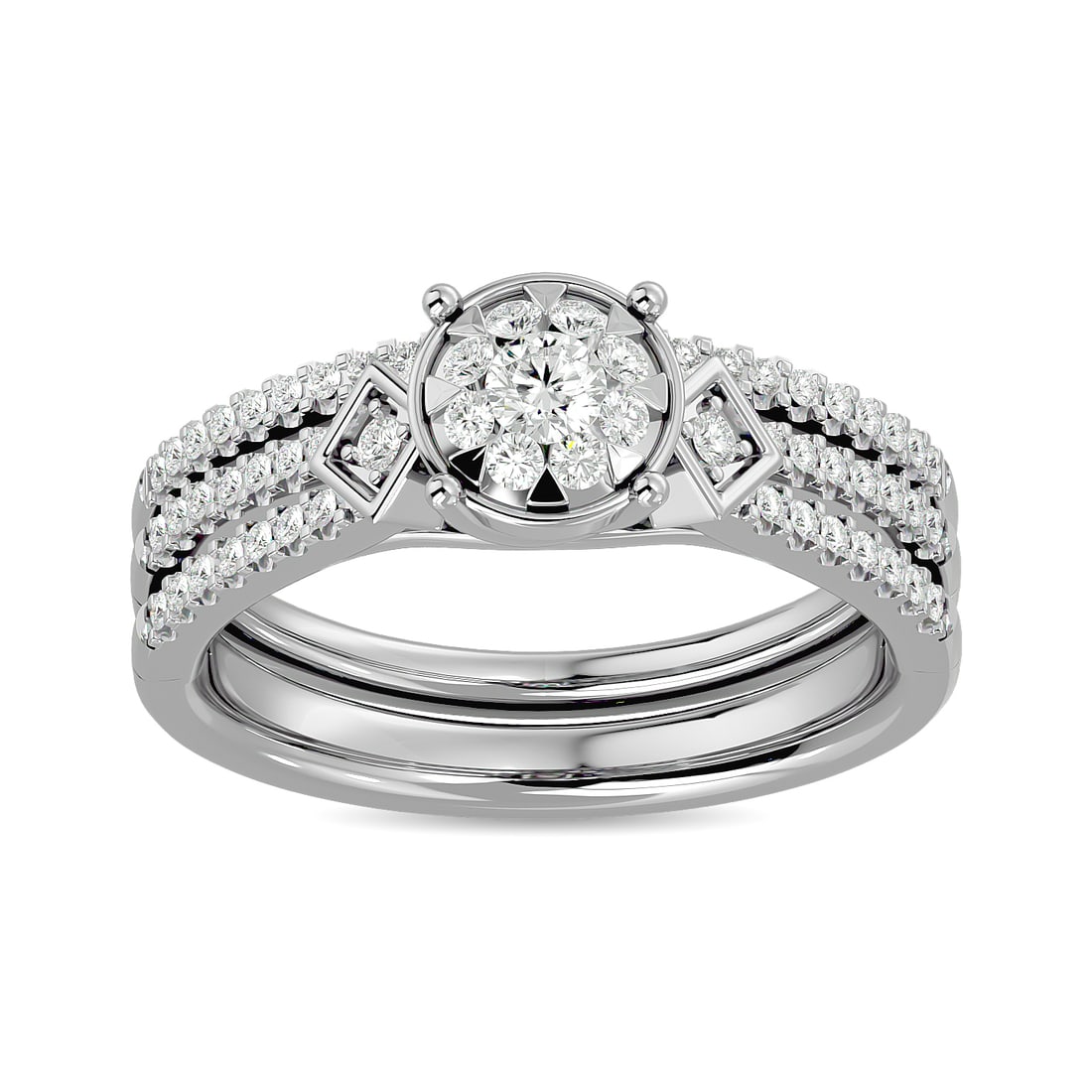 Diamond 1/2 Ct.tw Bridal Ring in 14K White Gold: Diamond 1/2 Ct.tw Bridal Ring in 14K White Gold 14k White Gold Stone Color: G-h Stone Clarity: I1 Each ring is presented in standard size 6.5. Complimentary resizing is available between sizes 510 (in