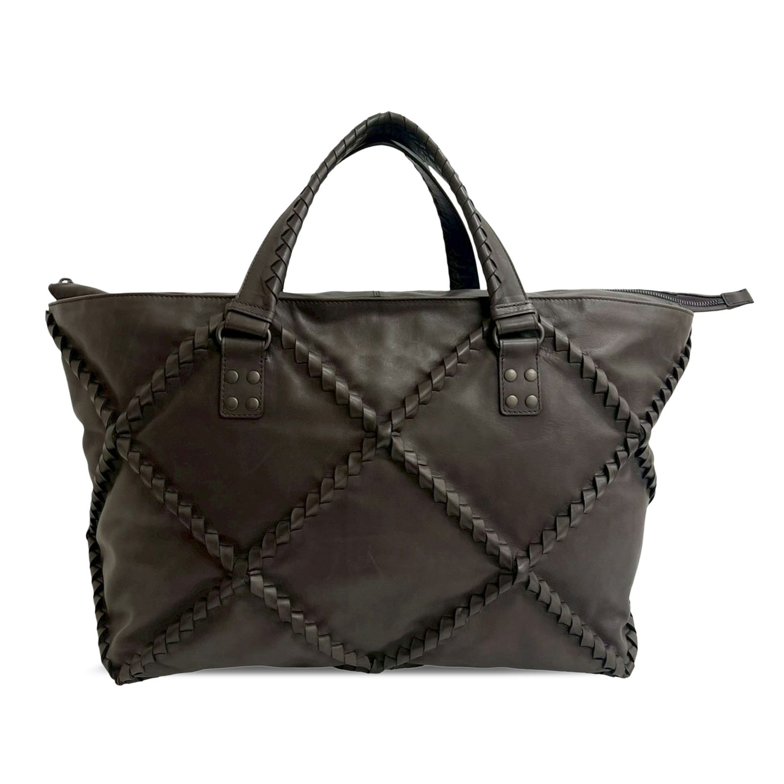 Bottega Veneta Nappa Leather Diamond Intrecciato Tote Bag: Bottega Veneta Nappa Leather Diamond Intrecciato Tote Bag This Bottega Veneta Nappa Diamond Intrecciato Tote features a supple nappa leather body with the brand's signature intrecciato weave design. I
