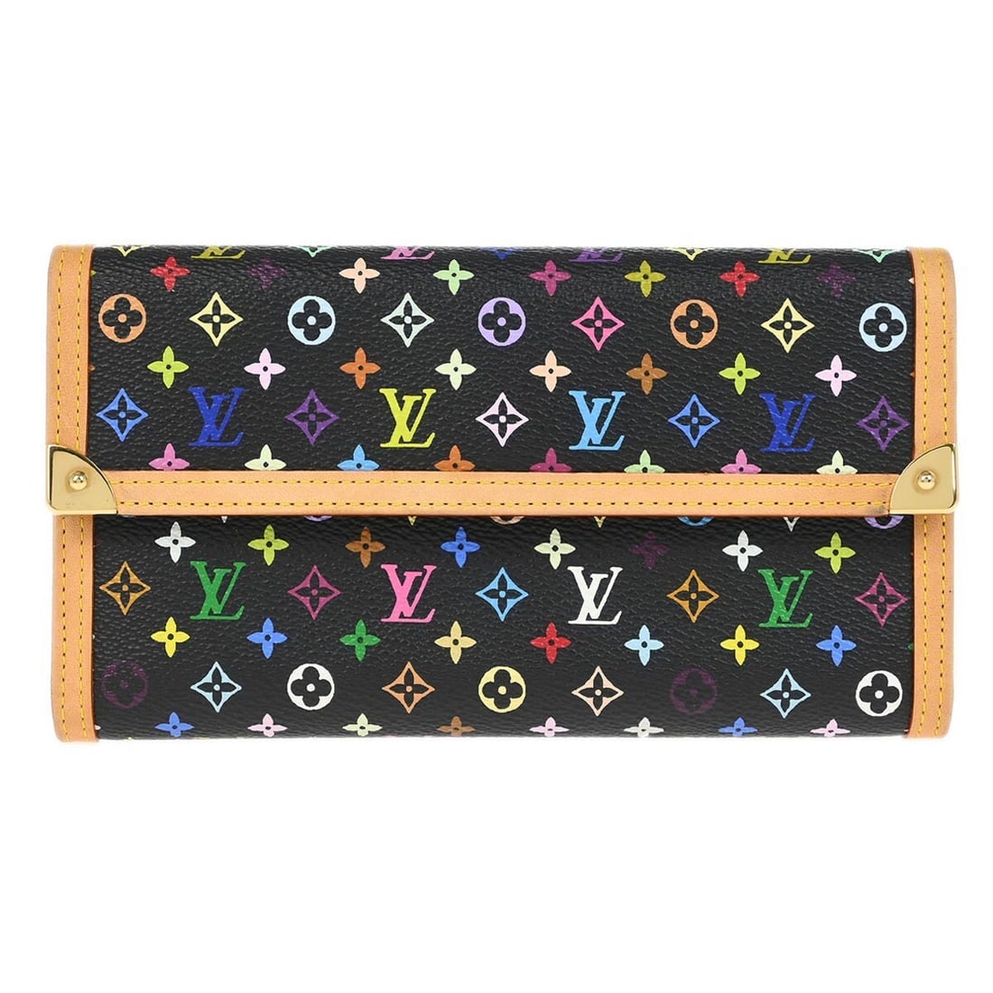 Louis Vuitton Multicolor Porte Tresor International Wallet M92658 Black: Louis Vuitton Multicolor Porte Tresor International Wallet M92658 Black This Louis Vuitton Multicolor Porte Tresor International Wallet combines elegance and practicality, featuring a striking black m