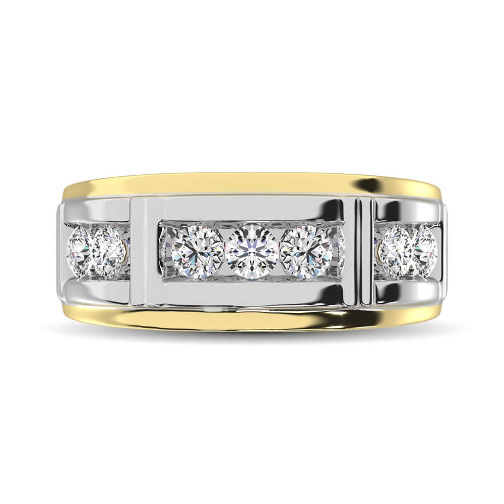 10K White Gold With Yellow Gold Accent Lab Grown Diamond 1 Ct.Tw. Mens Ring: 10K White Gold With Yellow Gold Accent Lab Grown Diamond 1 Ct.Tw. Mens Ring 10K White Gold With Yellow Gold Accent Lab Grown Diamond 1 Ct.Tw. Mens Ring 10k White Gold Stone Color: D-f Stone Clarity: V