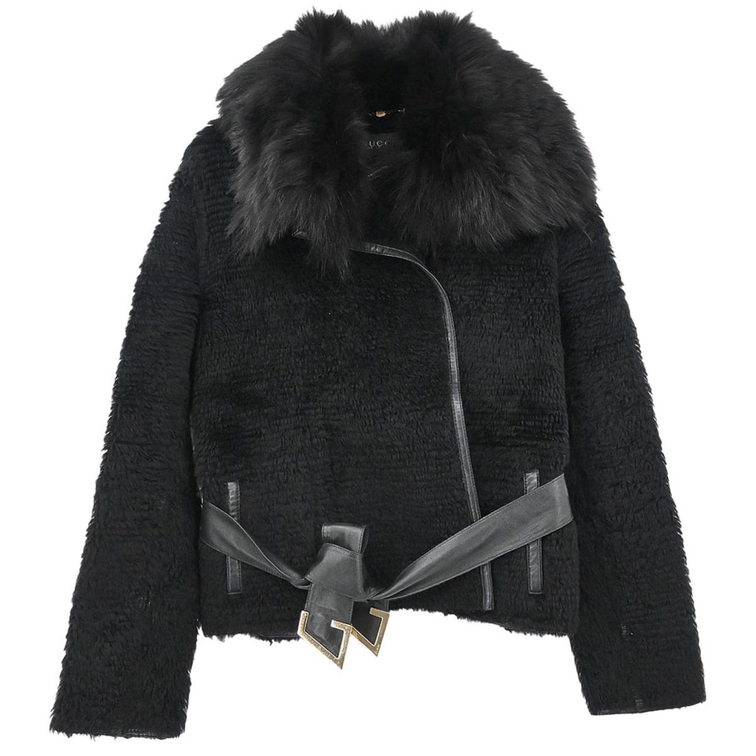 Gucci Black Leather Collared Mid-Length Casual Jacket Size 40: Gucci Black Leather Collared Mid-Length Casual Jacket Size 40 This is a mid-length black leather jacket from Gucci, featuring a collared design and a basic jacket style. Made in Italy, the jacket is c