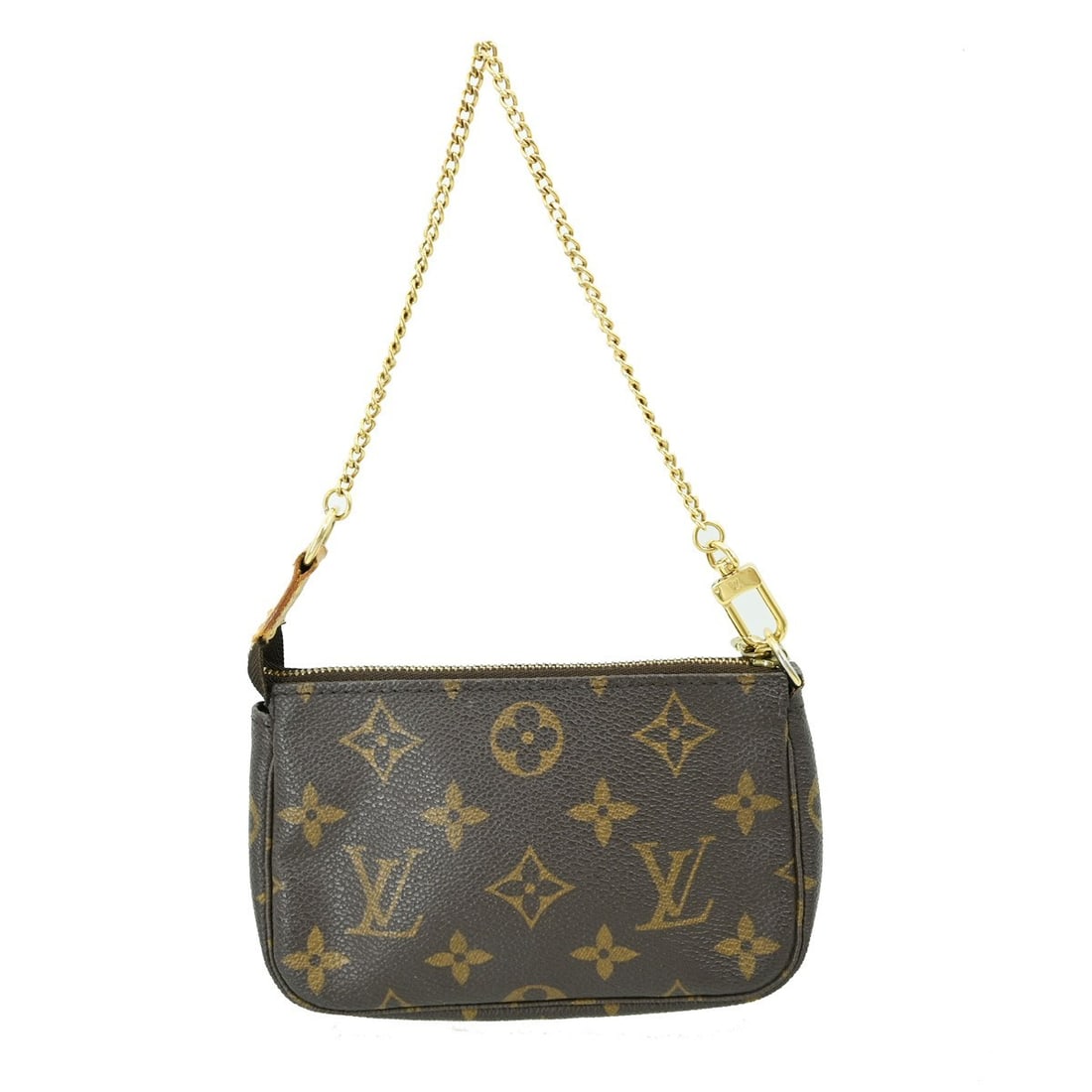 Louis Vuitton Mini Monogram Canvas Pochette Accessoires Handbag with Chain Strap: Louis Vuitton Mini Monogram Canvas Pochette Accessoires Handbag with Chain Strap This Louis Vuitton Monogram Mini Pochette Accessoires is a stylish and practical accessory for casual occasions. Crafte