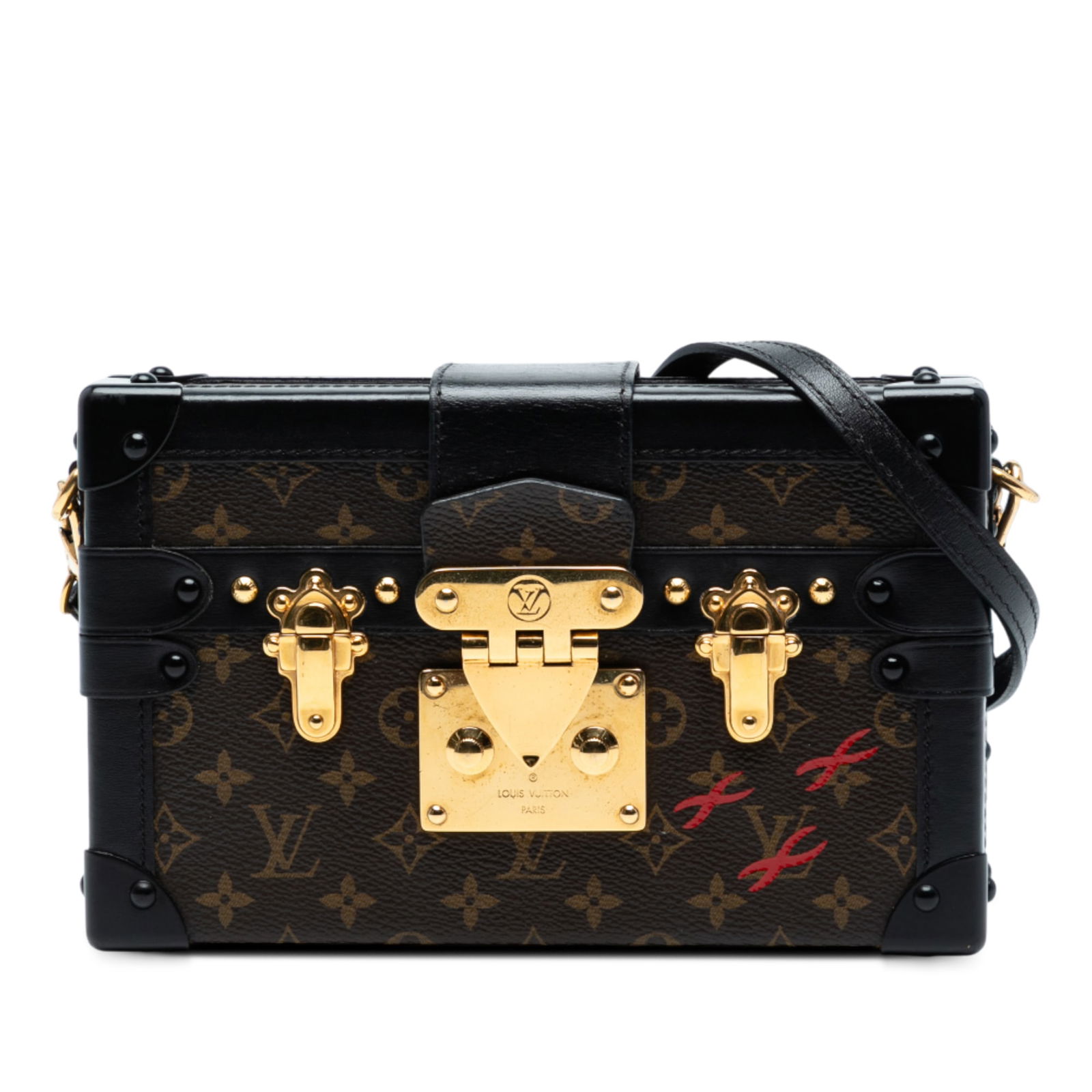Louis Vuitton Monogram Petite Malle Bag with Leather Trim: Louis Vuitton Monogram Petite Malle Bag with Leather Trim This Louis Vuitton Monogram Petite Malle is a stylish and functional bag crafted from durable monogram canvas with leather trim. It features