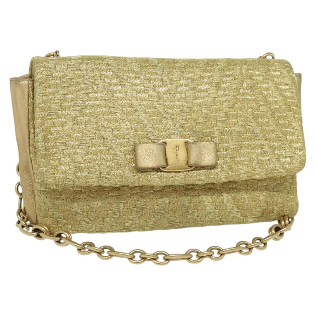 Vala Leather Shoulder Purse by Salvatore Ferragamo in Gold (1 of 18)