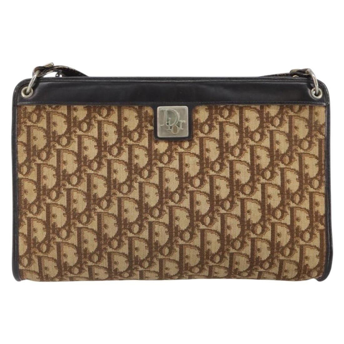 Christian Dior Vintage Trotter Canvas Shoulder Bag Brown: Christian Dior Vintage Trotter Canvas Shoulder Bag Brown This Christian Dior Vintage Trotter Shoulder Bag for women features brown canvas material with leather and metal fittings. The bag shows signs