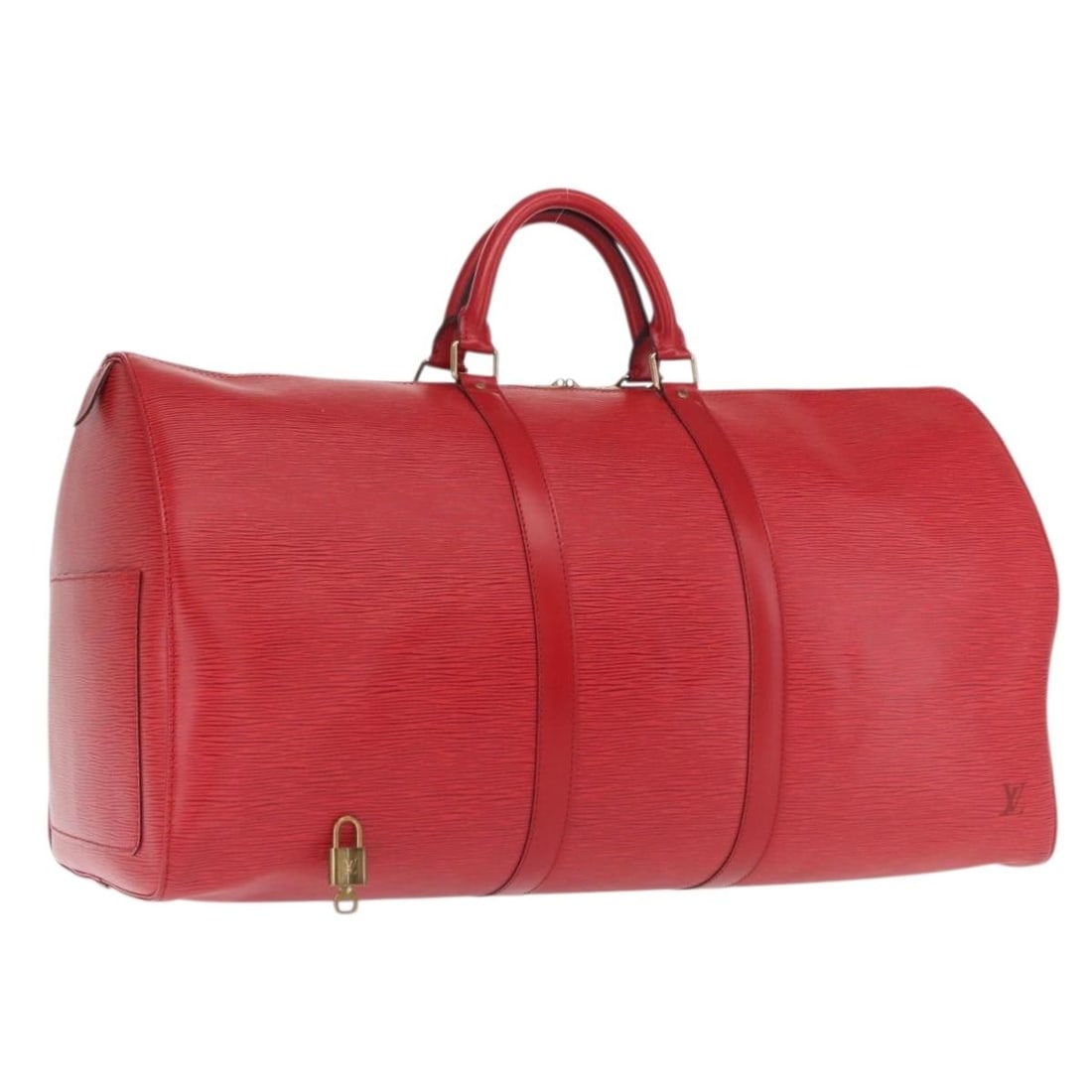 Louis Vuitton Epi Leather Keepall 55 Red Boston Bag M42957 with Padlock and Key (1 of 18)