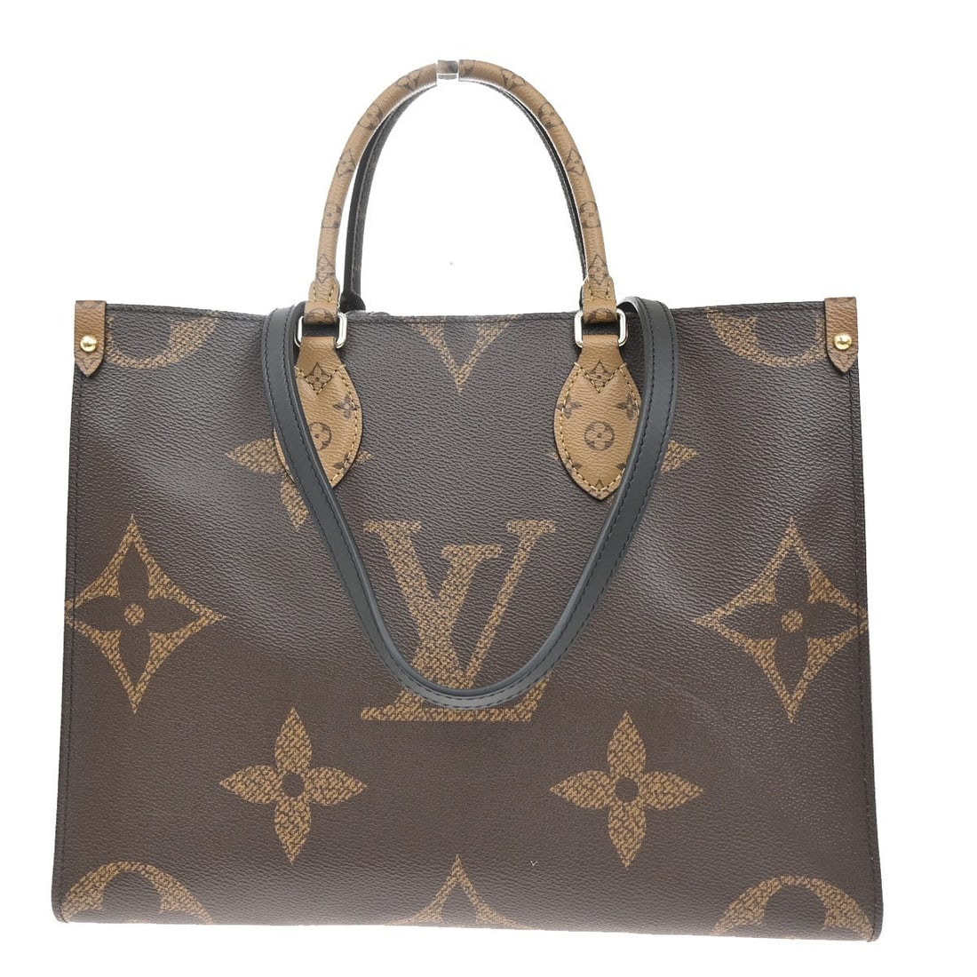 Louis Vuitton OnTheGo Brown Leather Tote 34cm by 26cm by 15cm: Louis Vuitton OnTheGo Brown Leather Tote 34cm by 26cm by 15cm Louis Vuitton OnTheGo Tote in Monogram Dune canvas designed for women. This brown leather tote features a spacious design suitable for eve
