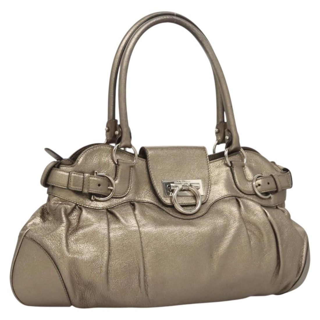 Marisa Leather Satchel by Salvatore Ferragamo in Gold (1 of 18)