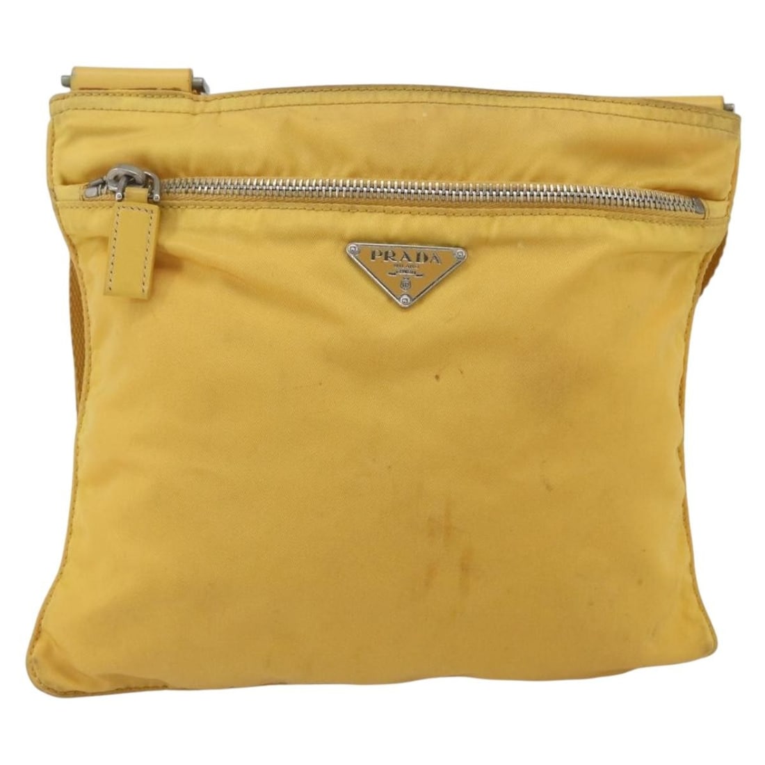 Prada Tessuto Yellow Nylon Messenger Bag With Front Pocket (1 of 18)