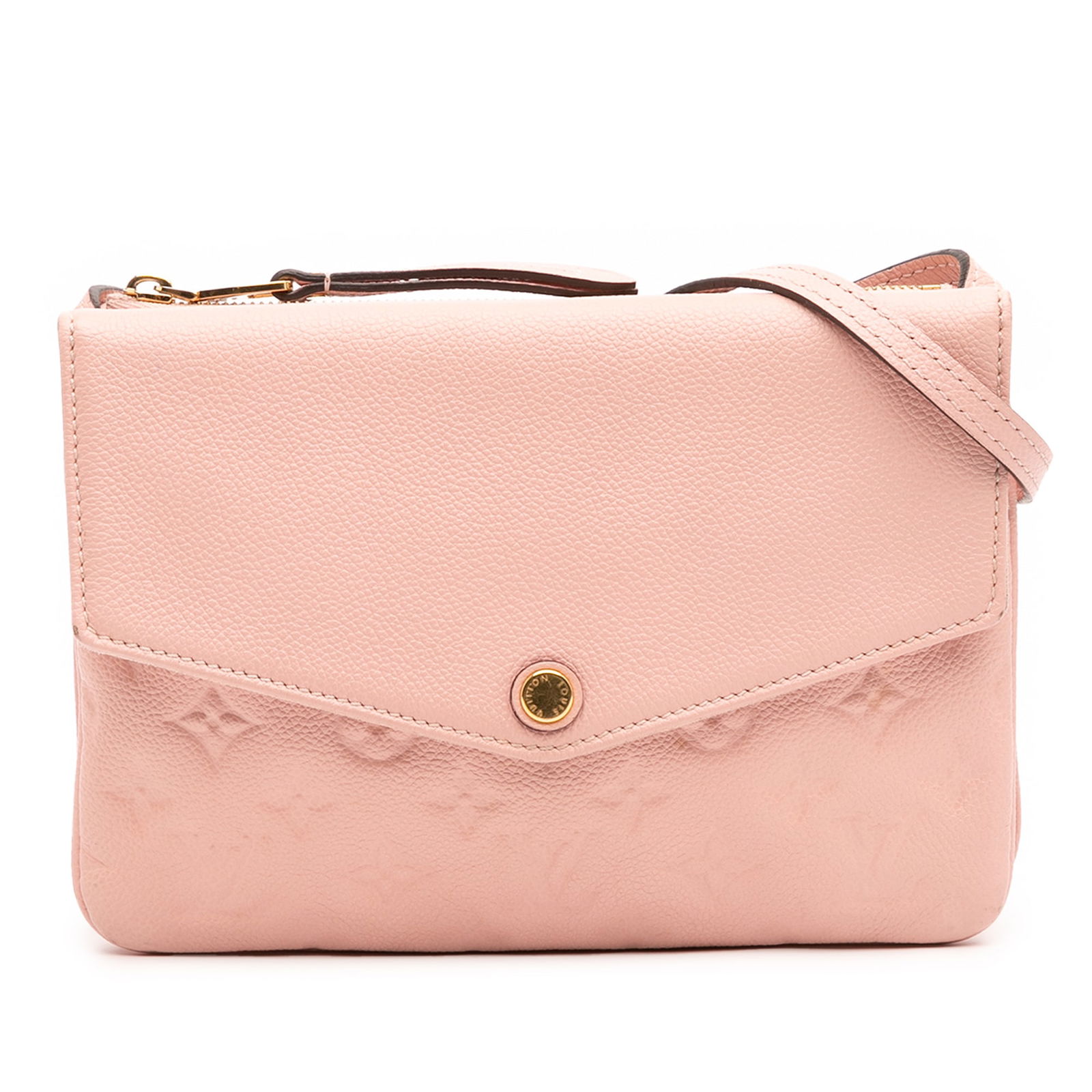 Louis Vuitton Monogram Empreinte Twice Pink Leather Bag: Louis Vuitton Monogram Empreinte Twice Pink Leather Bag The Louis Vuitton Monogram Empreinte Twice is a stylish and functional bag crafted from luxurious monogram empreinte leather. This elegant piece