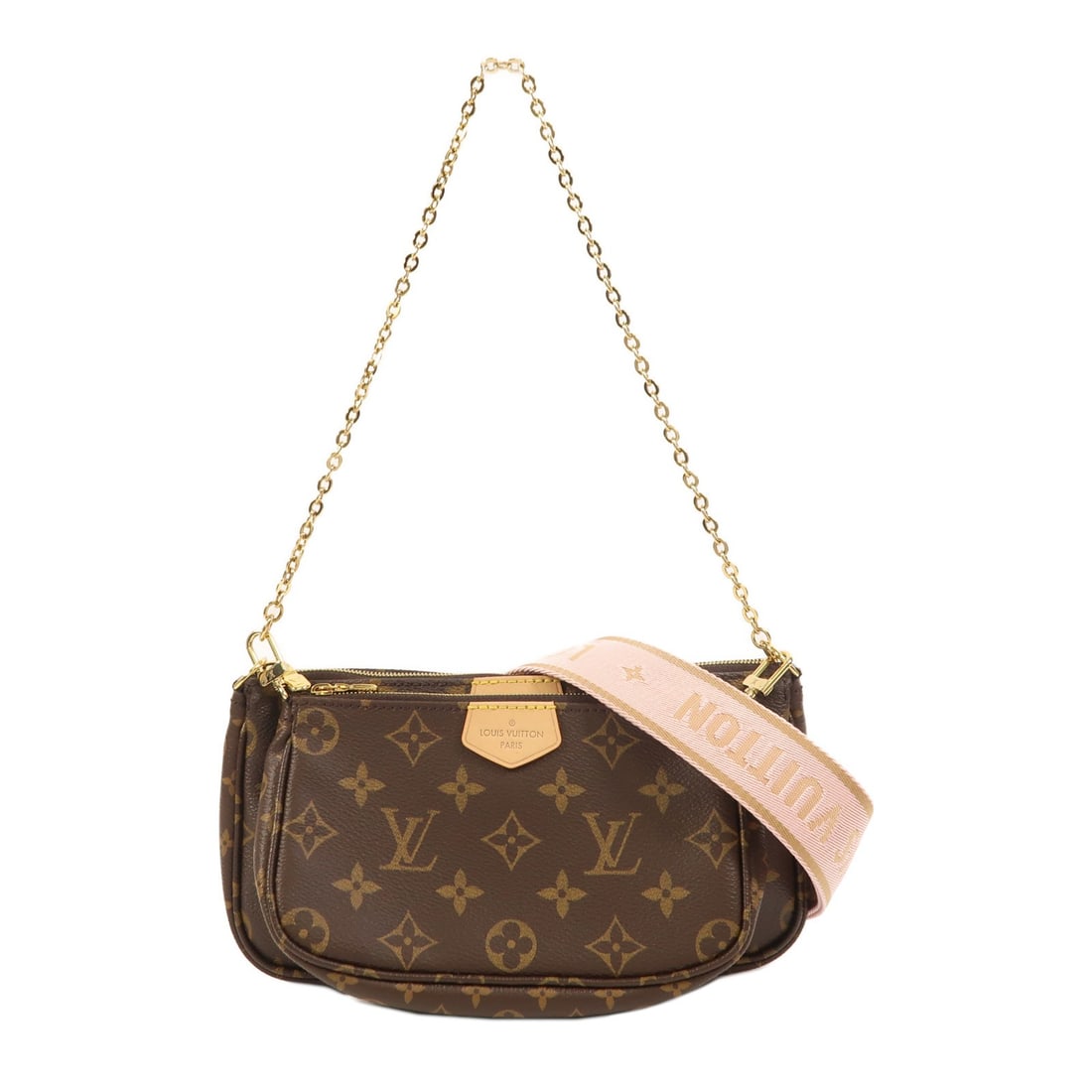 Louis Vuitton Multi Pochette Accessoires Brown Canvas Shoulder Bag M44840: Louis Vuitton Multi Pochette Accessoires Brown Canvas Shoulder Bag M44840 This Louis Vuitton Multi Pochette Accessoires is a versatile 2-way shoulder bag crafted from PVC coated canvas in the signatur