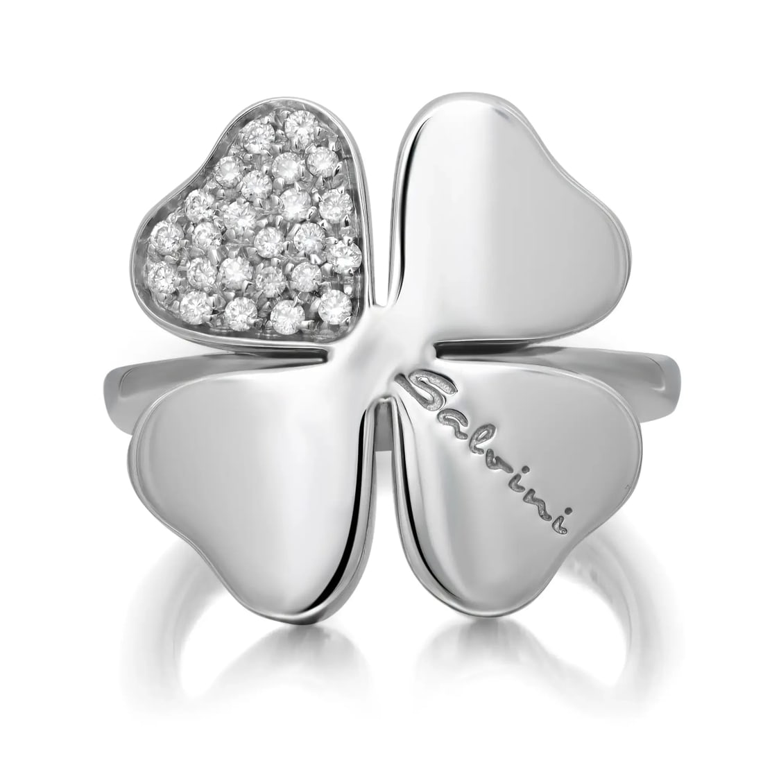 Salvini 18K White Gold Floral Diamond Cocktail Ring 0.19ct Size 7.25: Salvini 18K White Gold Floral Diamond Cocktail Ring 0.19ct Size 7.25 This exquisite Salvini Floral Diamond Cocktail Ring is a stunning piece crafted from lustrous 18K white gold. The ring showcases a