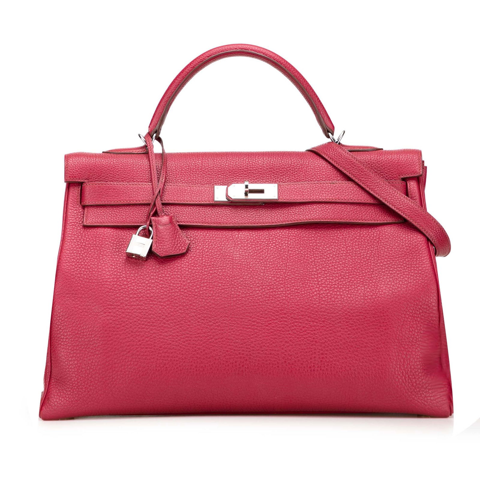 Hermes Togo Kelly II Retourne 40 Red Leather Handbag: Hermes Togo Kelly II Retourne 40 Red Leather Handbag This Hermes Kelly II Retourne 40 bag showcases exquisite craftsmanship with its Rubis Togo leather exterior. It features a rolled leather top handl