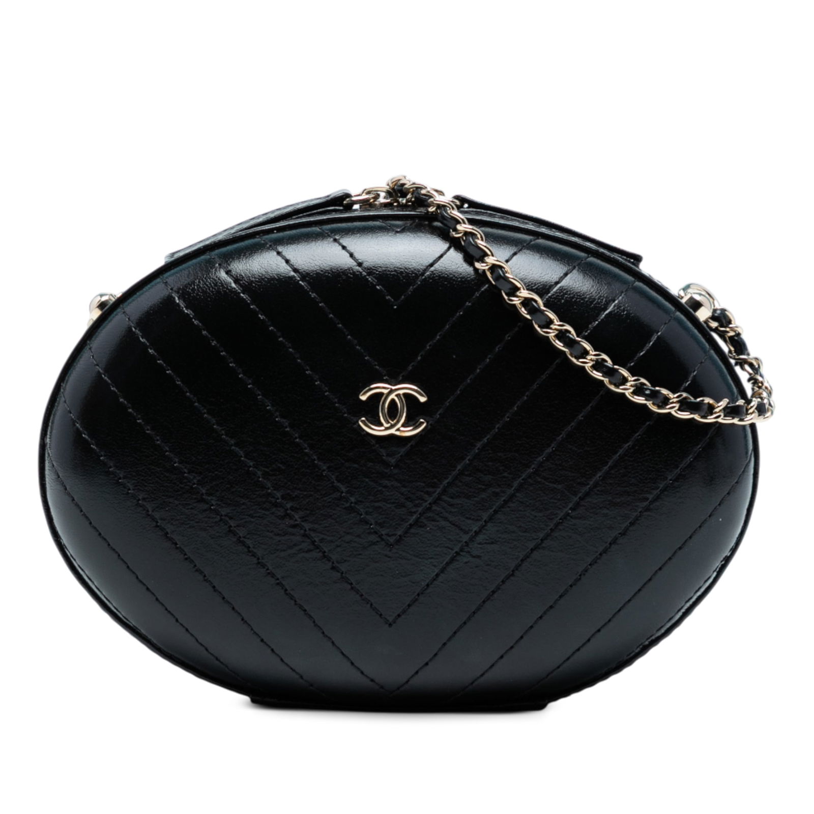 Chanel La Pausa Evening Bag Black Calfskin Chevron (1 of 8)