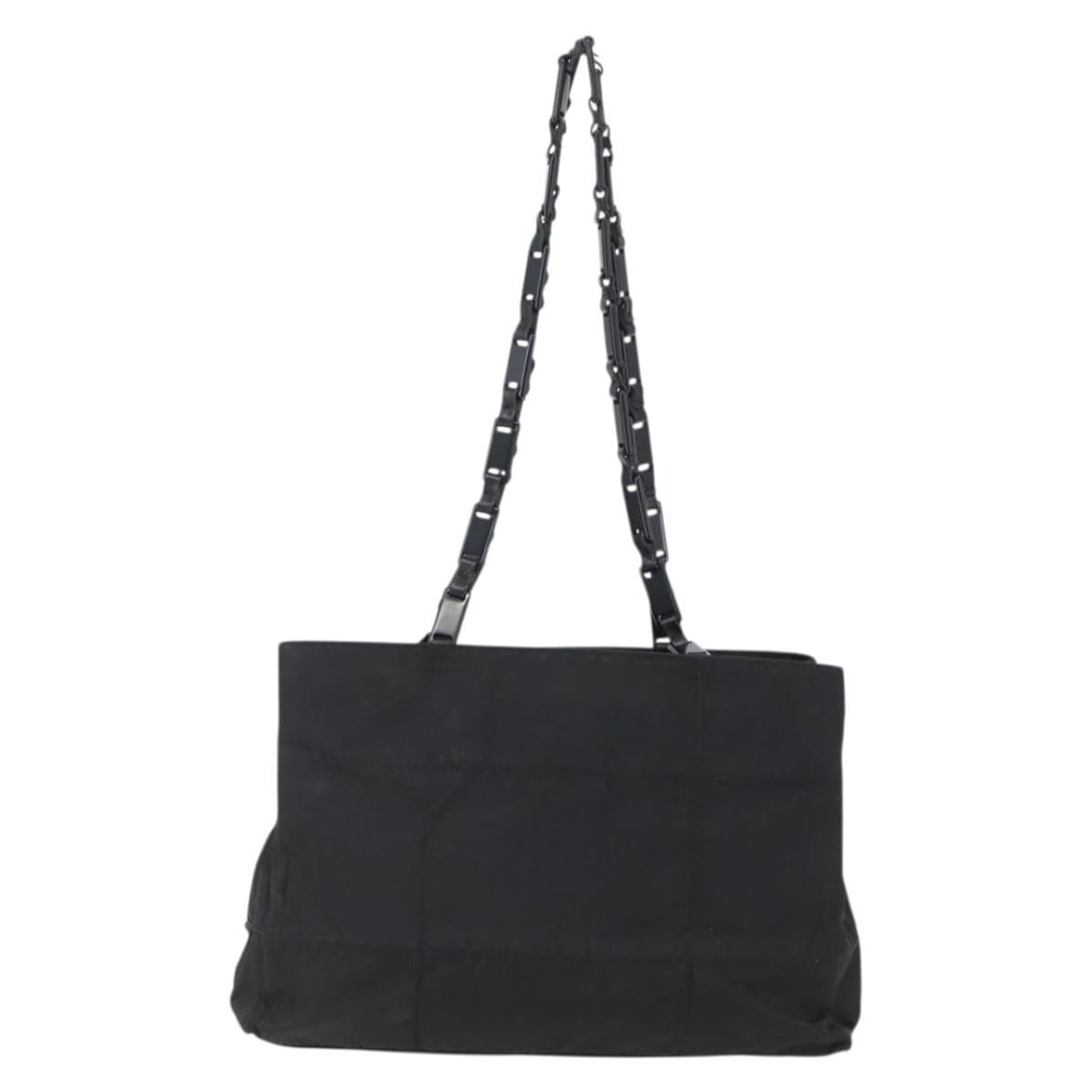 Black Nylon Prada Vintage Tote Bag 31cm by 22cm by 9cm: Black Nylon Prada Vintage Tote Bag 31cm by 22cm by 9cm This Prada Vintage Tote for women features a black nylon exterior with metal fittings. The tote shows signs of use including slight rubbing on th