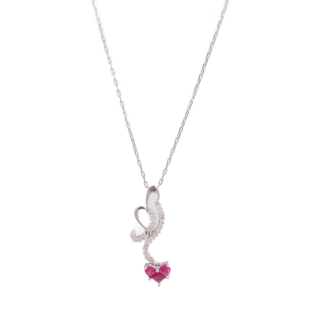 Ruby and Diamond Pendant Necklace in 18K White Gold (1 of 9)