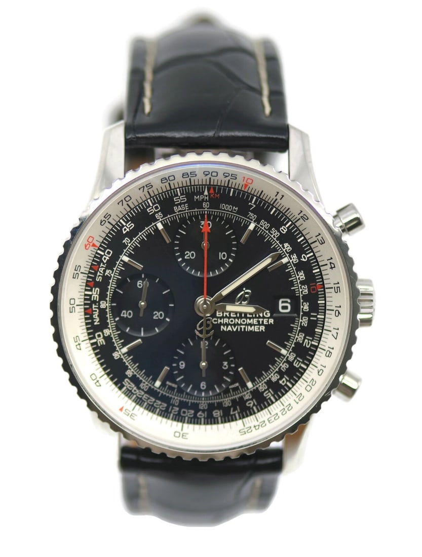 Breitling Navitimer A13324 Chronograph Stainless Steel Watch with Box and Papers: Breitling Navitimer A13324 Chronograph Stainless Steel Watch with Box and Papers Discover the elegance of the Breitling Navitimer Chronograph, a classic timepiece crafted from stainless steel. This wr