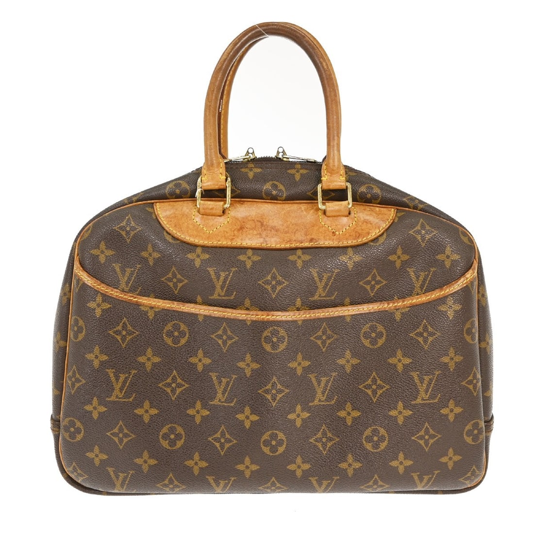 Louis Vuitton Monogram Canvas Deauville Tote Bag 35cm: Louis Vuitton Monogram Canvas Deauville Tote Bag 35cm Louis Vuitton Deauville handbag for women crafted from brown monogram canvas. This handbag features leather trim with visible scuffs, scratches, s
