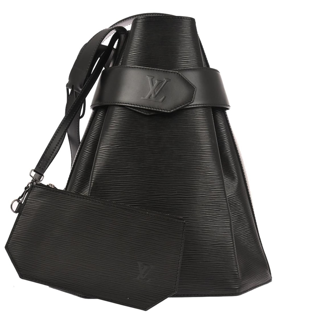 Black Epi Leather Vintage Sac d'Epaule Bag by Louis Vuitton: Black Epi Leather Vintage Sac d'Epaule Bag by Louis Vuitton This Louis Vuitton Vintage Sac d'Epaule handbag is crafted from black Epi leather and designed for women. Made in France, it features a spac
