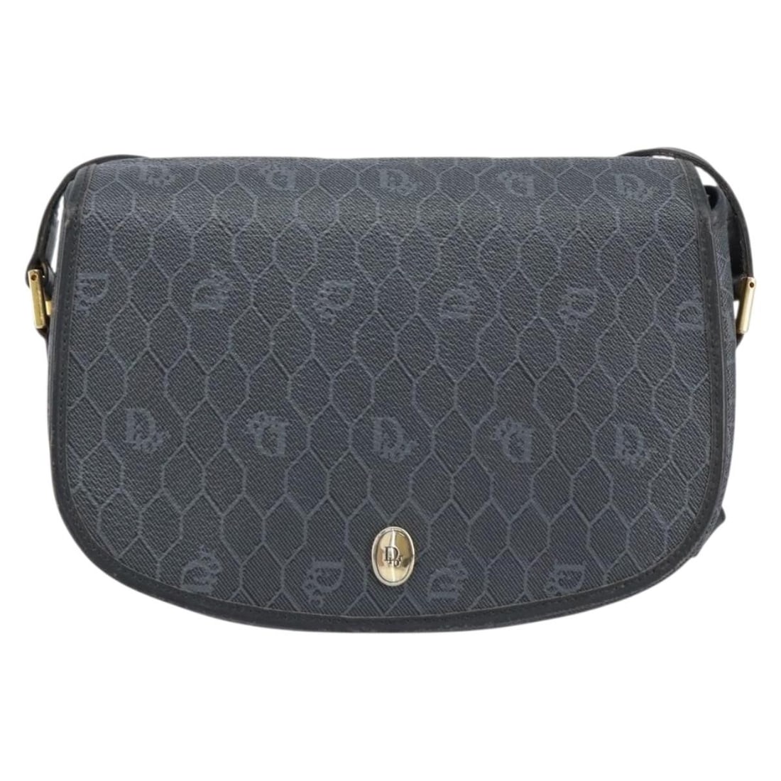 Vintage Christian Dior Black Canvas Shoulder Bag Honeycomb Pattern: Vintage Christian Dior Black Canvas Shoulder Bag Honeycomb Pattern This vintage Christian Dior Honeycomb shoulder bag features a black canvas exterior with a structured silhouette and metal fittings.