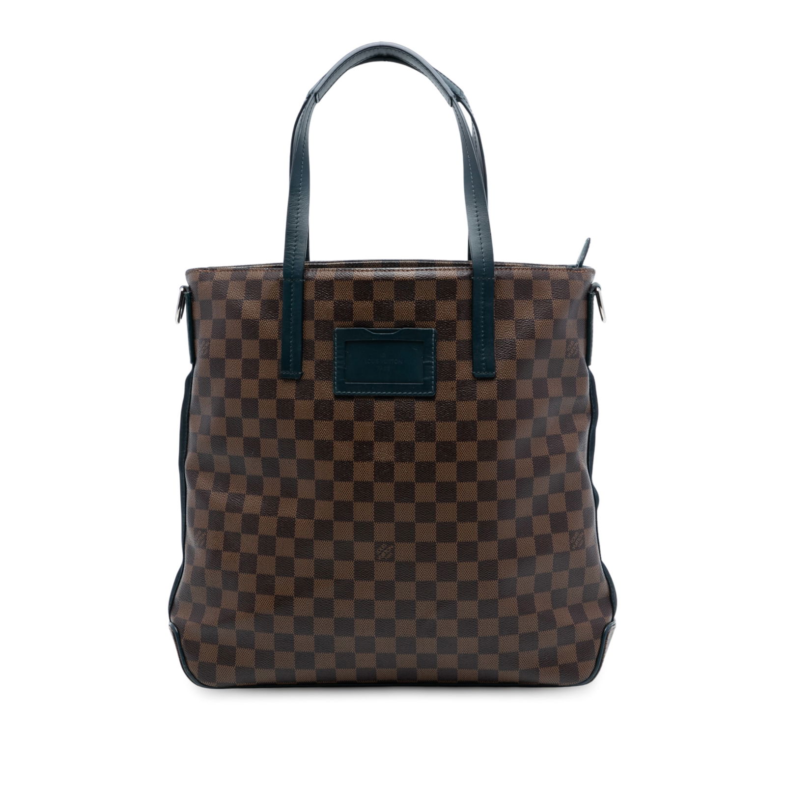Louis Vuitton Damier Ebene Herald brown canvas tote with leather trim: Louis Vuitton Damier Ebene Herald brown canvas tote with leather trim The Louis Vuitton Damier Ebene Herald features a brown Damier Ebene canvas body with leather trim, flat leather handles, an adjust