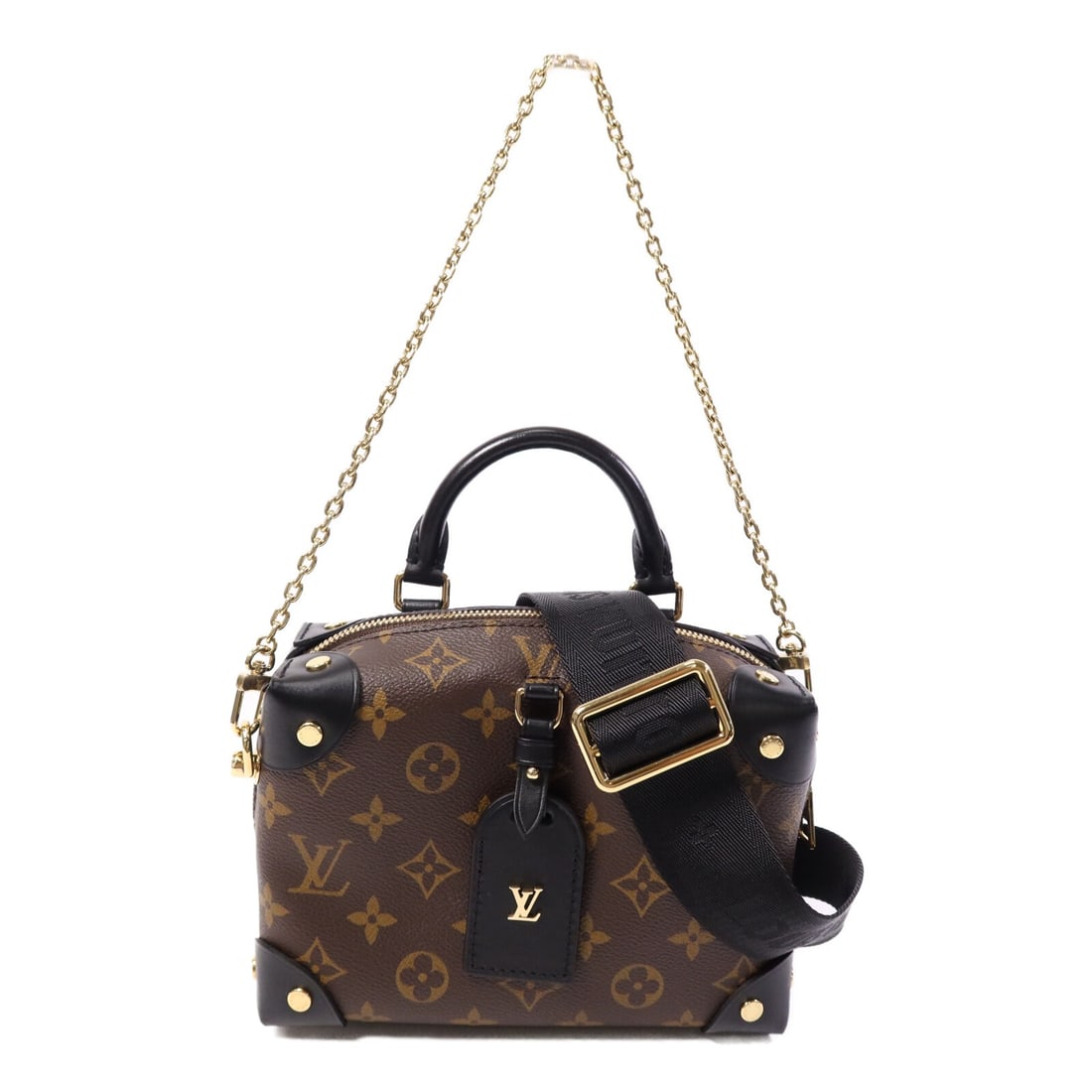 Louis Vuitton Petite Malle Souple Monogram Canvas Shoulder Bag with Gold Hardware (1 of 13)