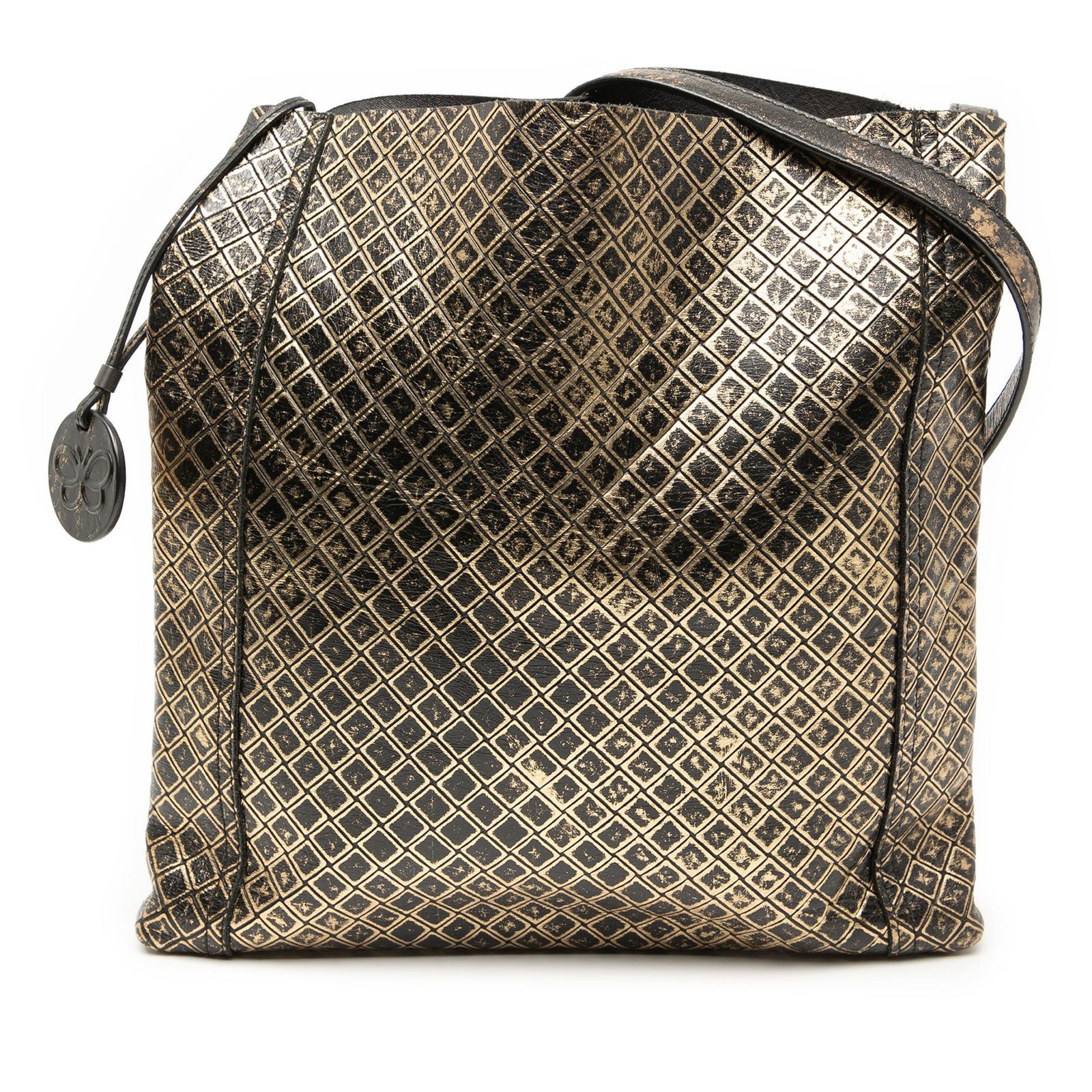 Gold Leather Intrecciomirage Crossbody Bag by Bottega Veneta (1 of 7)