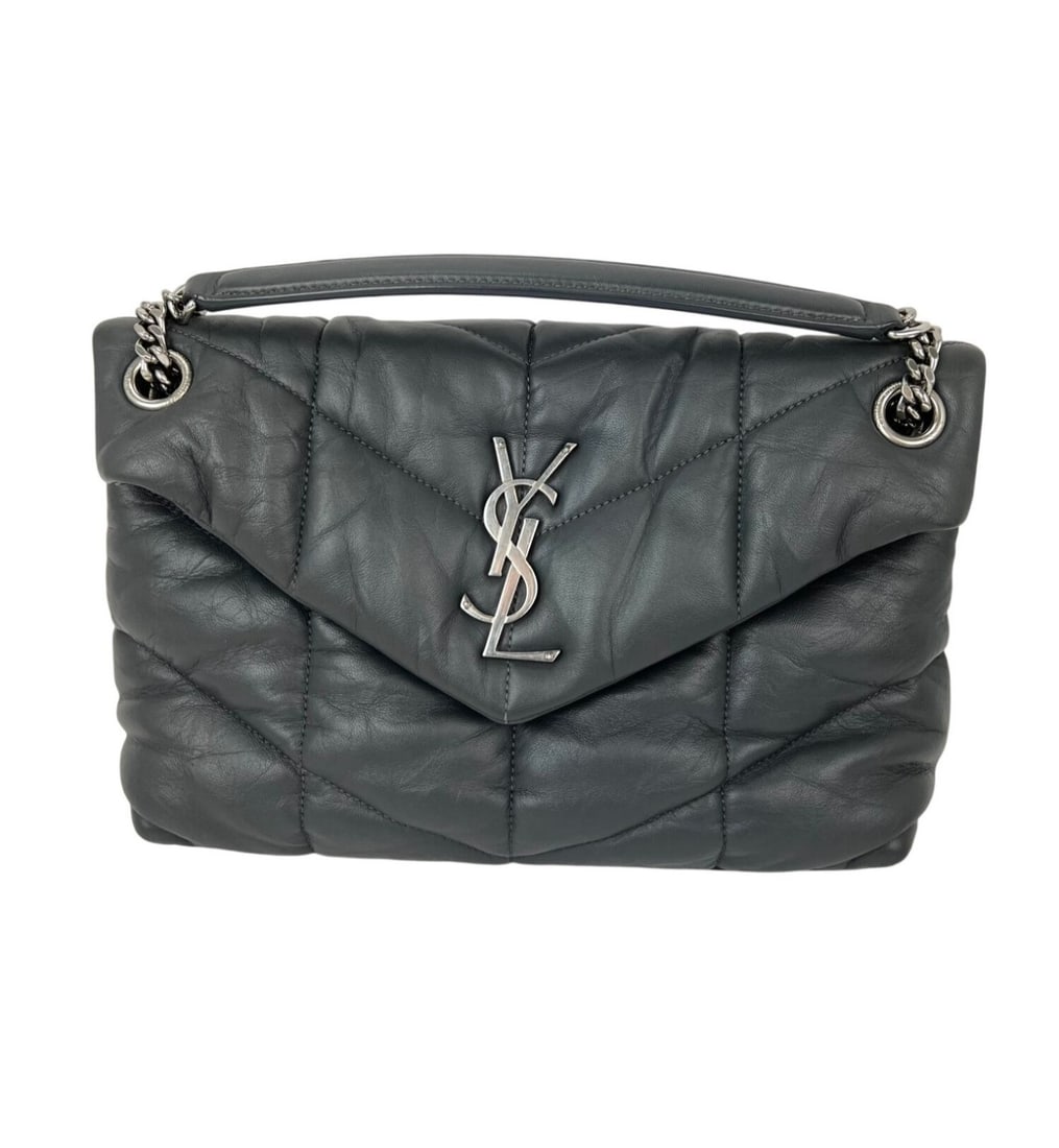 Saint Laurent Small Loulou Puffer Gray Quilted Lambskin Shoulder Bag (1 of 18)