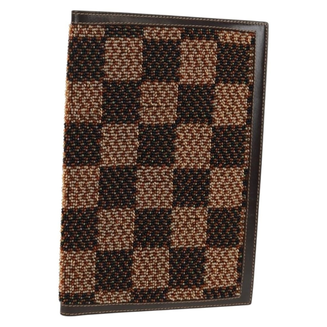 Brown Leather Fendi Beads Organizer Cover with Dust Bag and Box: Brown Leather Fendi Beads Organizer Cover with Dust Bag and Box This FENDI day planner cover is crafted from brown leather and features a sleek design. Made in Italy, it has a compact structure and in