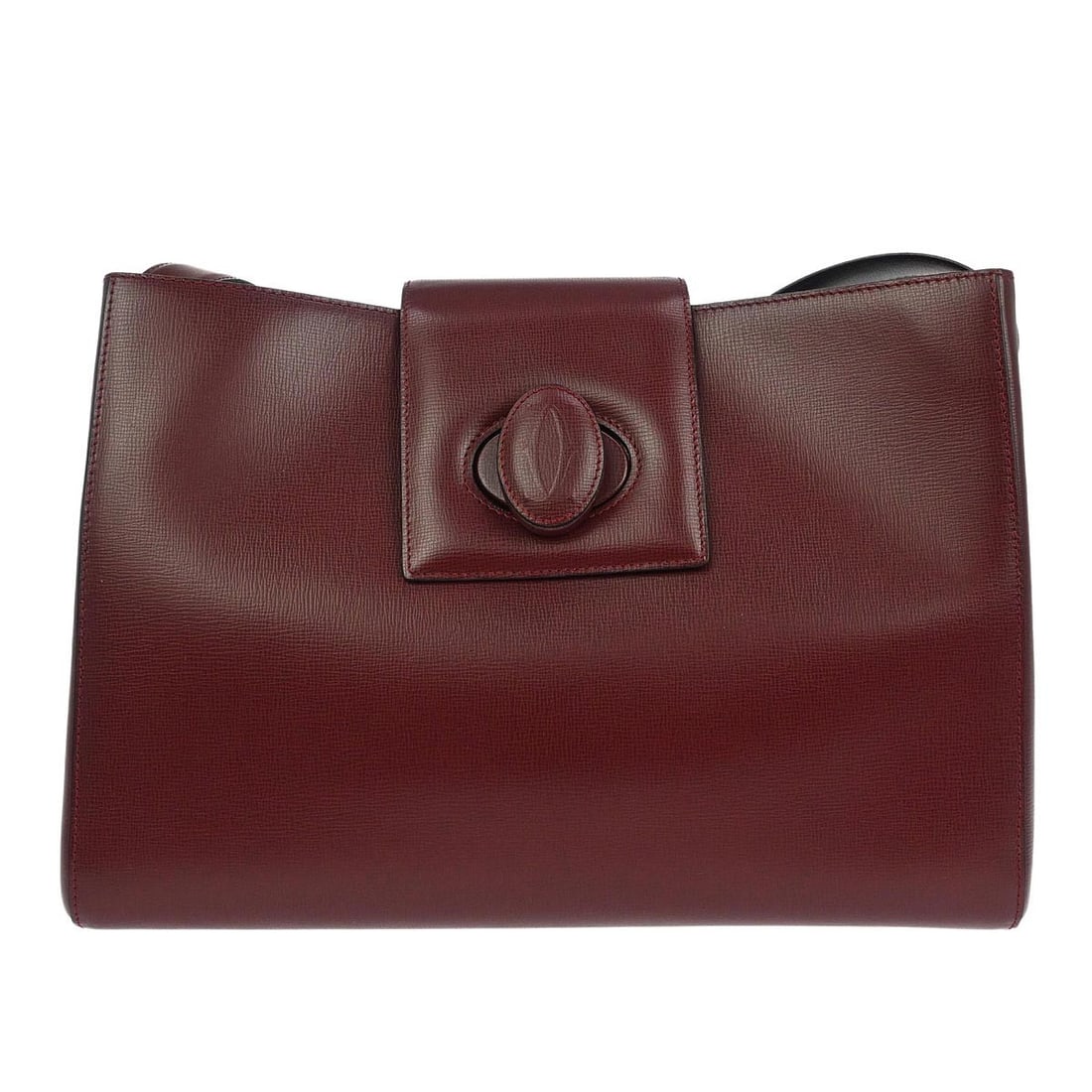 Burgundy Leather Shoulder Bag Must de Cartier 31cm by 22cm by 13cm: Burgundy Leather Shoulder Bag Must de Cartier 31cm by 22cm by 13cm This burgundy leather Must de Cartier shoulder bag is designed for women, combining elegant style with practical dimensions. Crafted