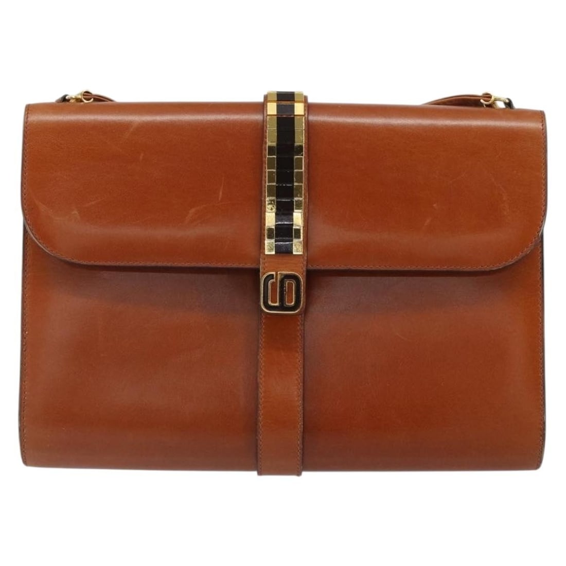 Christian Dior Brown Leather Vintage Shoulder Bag France 23cm: Christian Dior Brown Leather Vintage Shoulder Bag France 23cm This vintage Christian Dior shoulder bag is crafted from brown leather and designed for women. The bag shows signs of use, including surfa