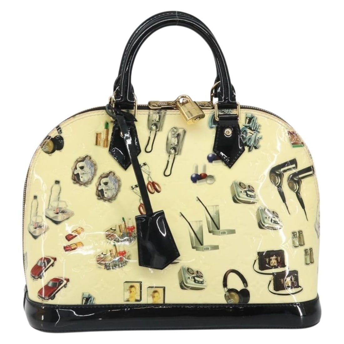 Louis Vuitton Limited Edition Monogram Vernis Alma Patent Leather Handbag: Louis Vuitton Limited Edition Monogram Vernis Alma Patent Leather Handbag This Louis Vuitton Alma handbag in white patent leather features the iconic Monogram Vernis with limited edition stickers. Des
