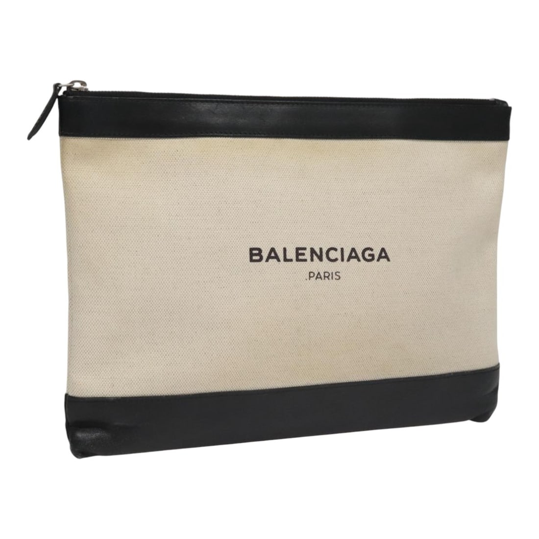 Balenciaga Canvas and Leather Clutch Navy Zip Pouch (1 of 18)