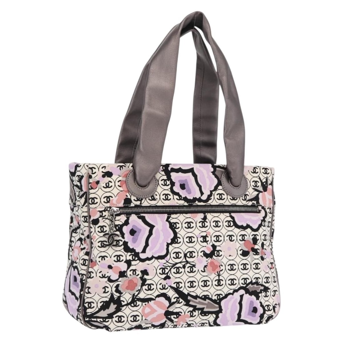 Canvas Tote Bag Silver White with CC Logo by Chanel 165950SAV (1 of 18)